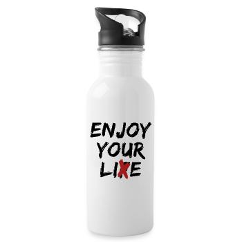 Enjoy Your Lie Street Art Quote Statement - Water bottle with straw - white - Right
