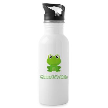 Mamas Fröschlein kleiner Frosch Tochter Sohn - Trinkflasche mit integriertem Trinkhalm - Weiß - Rechts