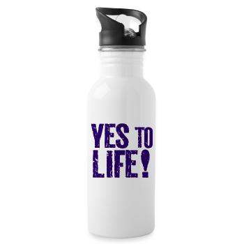 "YES TO LIFE" . Oui à la vie - Gourde avec paille intégrée - blanc - Droite