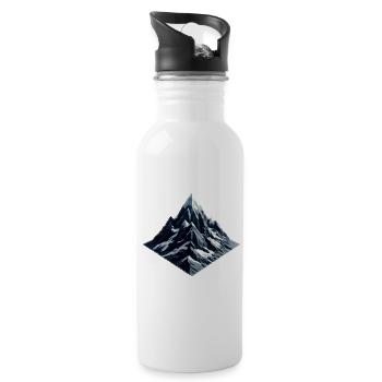 Ein Berg mit Schnee im Polygon-Stil - Trinkflasche mit integriertem Trinkhalm - Weiß - Rechts