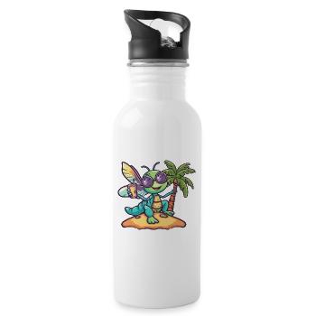 Dragonfly Summer Holiday - Water bottle with straw - white - Right