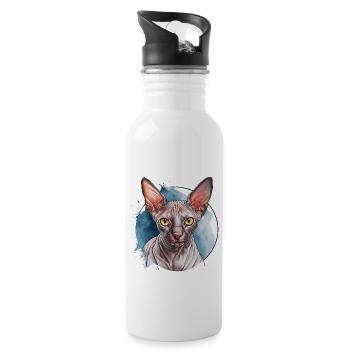 Sphynx Katze für Katzenliebhaber - Trinkflasche mit integriertem Trinkhalm - Weiß - Rechts