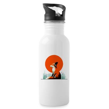 Musik Fuchs - Trinkflasche mit integriertem Trinkhalm - Weiß - Rechts