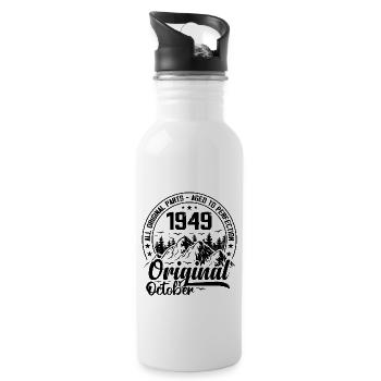1949 October Original 75 Years Anniversary Gift - Water bottle with straw - white - Right