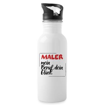 Maler - mein Beruf, dein Glück. - Trinkflasche mit integriertem Trinkhalm - Weiß - Rechts