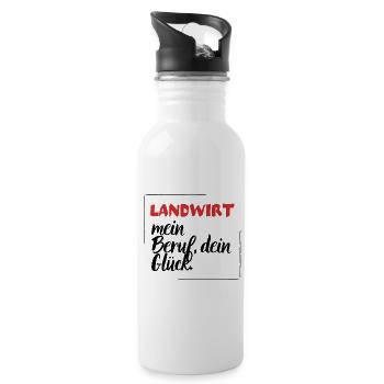 Landwirt - Mein Beruf, dein Glück. - Trinkflasche mit integriertem Trinkhalm - Weiß - Rechts