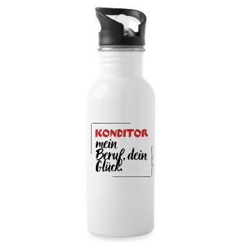 Konditor - mein Beruf, dein Glück. - Trinkflasche mit integriertem Trinkhalm - Weiß - Rechts