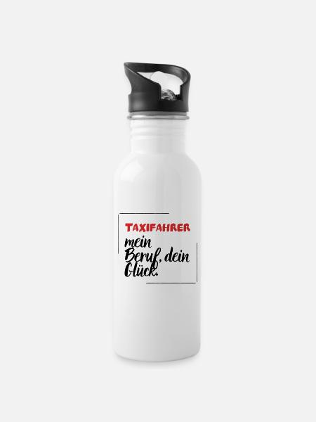 Taxifahrer - Mein Beruf, Dein Glück. - Trinkflasche mit integriertem Trinkhalm - Weiß