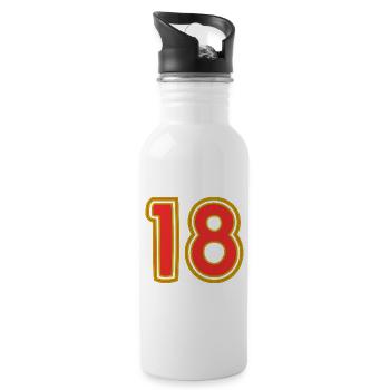 18. 18 JAHRE ALT. 18-JÄHRIGES JUBILÄUM. 18. GEBURTSTAG. - Trinkflasche mit integriertem Trinkhalm - Weiß - Rechts