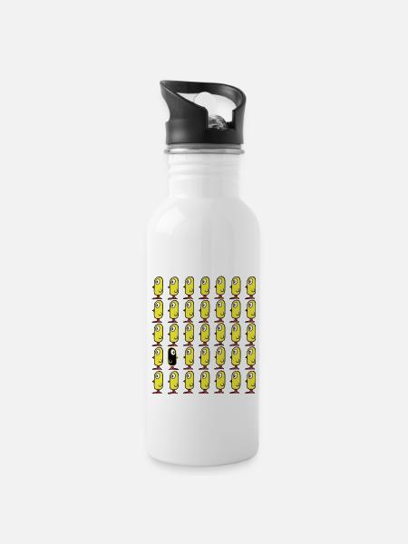 Think different! Vögel Küken - Trinkflasche mit integriertem Trinkhalm - Weiß