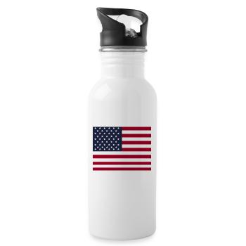 USA flag America - Water bottle with straw - white - Right