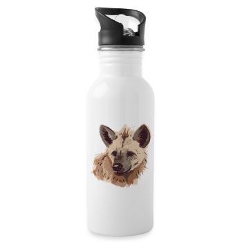 Hyena Hyena Head - Water bottle with straw - white - Right