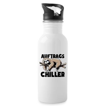Faultier - Auftrags Chiller - Faulenzen Geschenk - Trinkflasche mit integriertem Trinkhalm - Weiß - Rechts