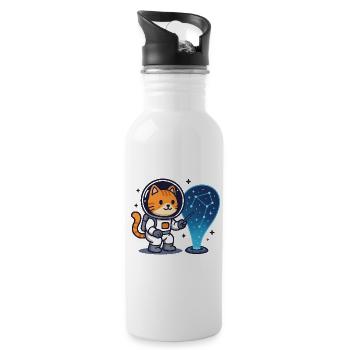 Space Cat Constellation – Kawaii - Trinkflasche mit integriertem Trinkhalm - Weiß - Rechts