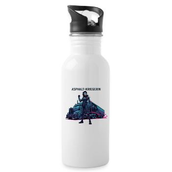 Asphalt Warrior - Water bottle with straw - white - Right