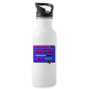 Gute Stimmung beim Laden digitaler Kunst - Trinkflasche mit integriertem Trinkhalm - Weiß - Rechts