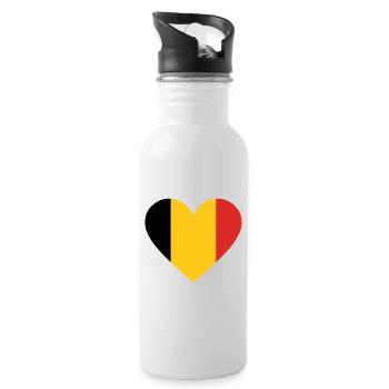 Yellow and red tricolor heart - Water bottle with straw - white - Right