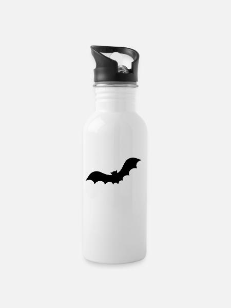 Fledermaus - Trinkflasche mit integriertem Trinkhalm - Weiß