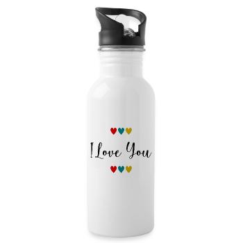 I LOVE YOU. - Water bottle with straw - white - Right