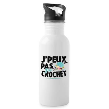 Je Peux Pas J'ai Crochet Cadeau Couture - Gourde avec paille intégrée - blanc - Droite