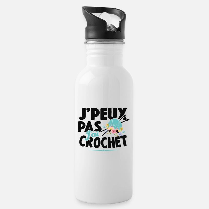 Je Peux Pas J'ai Crochet Cadeau Couture - Gourde avec paille intégrée - blanc