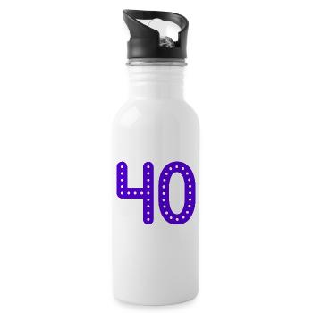 40 YEARS. 40th ANNIVERSARY. BIRTHDAY 40 YEARS. 40 - Water bottle with straw - white - Right