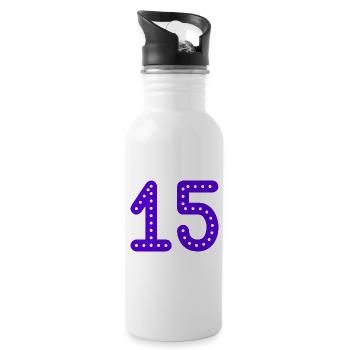 15 JAHRE. 15-jähriges Jubiläum. GEBURTSTAG 15 JAHRE. 15 - Trinkflasche mit integriertem Trinkhalm - Weiß - Rechts