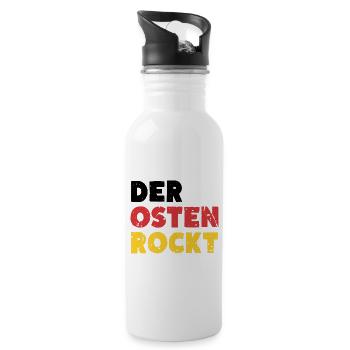Der Osten Rockt Ossi Ostdeutschland - Trinkflasche mit integriertem Trinkhalm - Weiß - Rechts
