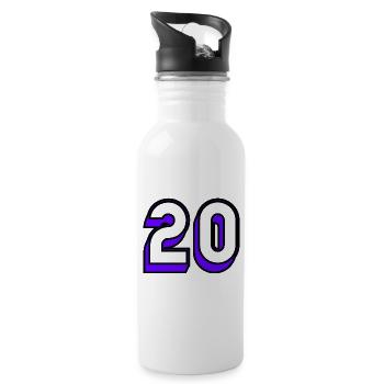 20,20 ANS,20e ANNIVERSAIRE,ANNIVERSAIRE 20 ANS - Gourde avec paille intégrée - blanc - Droite