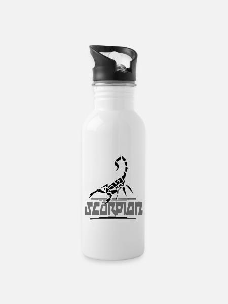 Skorpion - Trinkflasche mit integriertem Trinkhalm - Weiß