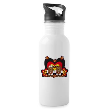 Deutschland Bärenpaar mit viel Liebe und Herz. - Trinkflasche mit integriertem Trinkhalm - Weiß - Rechts