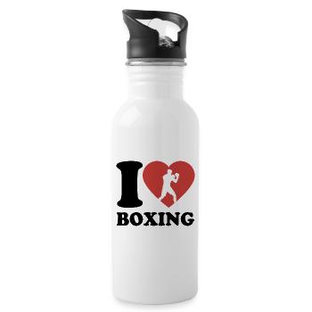 J’aime la boxe - Cœur - Hobby - Gourde avec paille intégrée - blanc - Droite