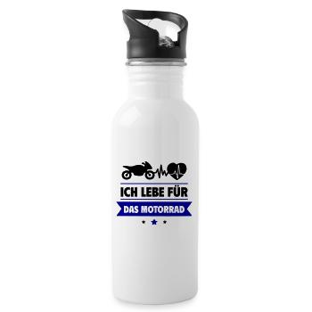 Ich lebe für das Motorrad,Lustig - Trinkflasche mit integriertem Trinkhalm - Weiß - Rechts