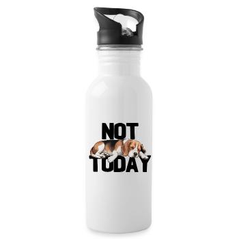 Not Today Funny Beagle Dog - Water bottle with straw - white - Right