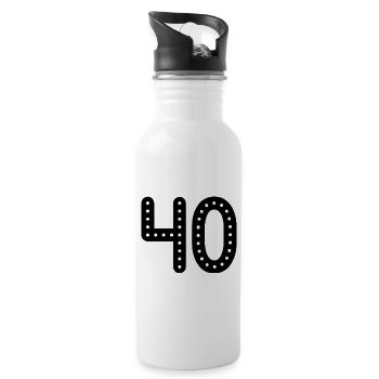 40 ANS. 40e ANNIVERSAIRE. ANNIVERSAIRE 40 ANS. 40 - Gourde avec paille intégrée - blanc - Droite