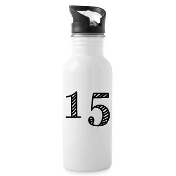 15 JAHRE. 15-jähriges JUBILÄUM. GEBURTSTAG 15 JAHRE. 15 - Trinkflasche mit integriertem Trinkhalm - Weiß - Rechts