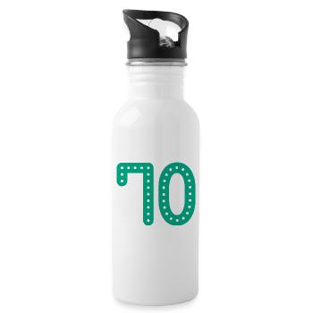 70 JAHRE. 70-jähriges JUBILÄUM. JUBILÄUM 70 JAHRE. 70 - Trinkflasche mit integriertem Trinkhalm - Weiß - Rechts