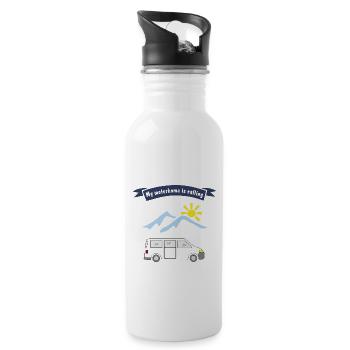 motorhome is calling - Trinkflasche mit integriertem Trinkhalm - Weiß - Rechts