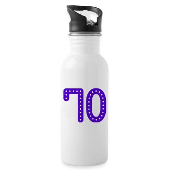 70 JAHRE. 70-JÄHRIGES JUBILÄUM. GEBURTSTAG 70 JAHRE. 70 - Trinkflasche mit integriertem Trinkhalm - Weiß - Rechts