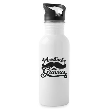 Schnurrbart Gracias Humor - Trinkflasche mit integriertem Trinkhalm - Weiß - Rechts