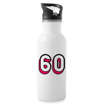 60 YEARS. 60TH ANNIVERSARY. BIRTHDAY 60 YEARS. 60 - Water bottle with straw - white - Right