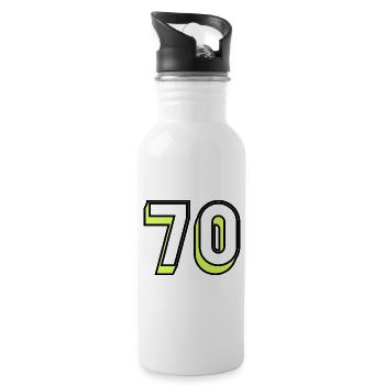 70 JAHRE. 70-JÄHRIGES JUBILÄUM. GEBURTSTAG 70 JAHRE. 70 - Trinkflasche mit integriertem Trinkhalm - Weiß - Rechts