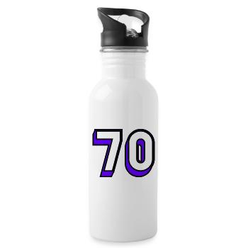70 JAHRE. 70-JÄHRIGES JUBILÄUM. GEBURTSTAG 70 JAHRE. 70 - Trinkflasche mit integriertem Trinkhalm - Weiß - Rechts