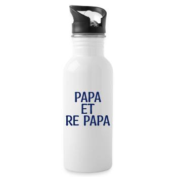 Papa et Re Papa Cadeau Fête des Pères Beau Papa - Gourde avec paille intégrée - blanc - Droite