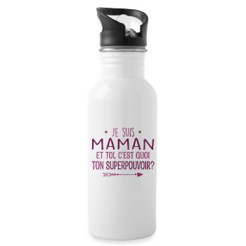 Super maman cadeau drôle fête des mères - Gourde avec paille intégrée - blanc - Droite