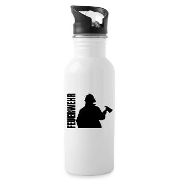 Feuerwehr - Trinkflasche mit integriertem Trinkhalm - Weiß - Rechts