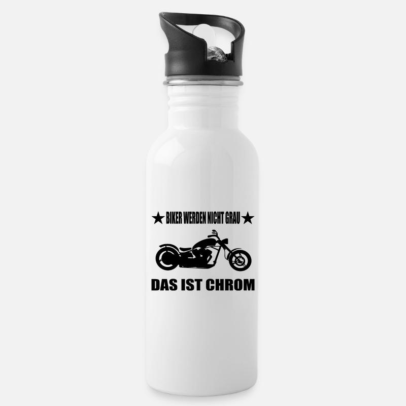 Motorrad - Trinkflasche mit integriertem Trinkhalm - Weiß