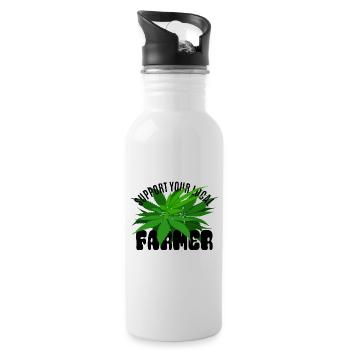 Support your local Farmer - Hanf - Trinkflasche mit integriertem Trinkhalm - Weiß - Rechts