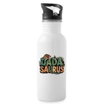 Dinosaur Dad Saurus Gift Dad - Water bottle with straw - white - Right