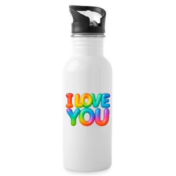 I love you - Trinkflasche mit integriertem Trinkhalm - Weiß - Rechts